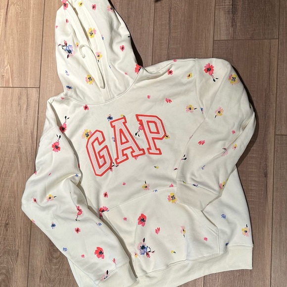 GAP Cream Hoodie with Floral Accents (Large) - Picture 2 of 5